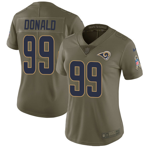 Nike Rams #99 Aaron Donald Olive Women's Stitched NFL Limited Salute to Service Jersey